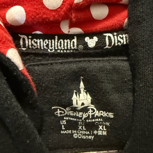 Disney Parks Large Authentic Minnie Mouse Sweatshirt Hoodie With Ears Bow - Picture 2 of 7